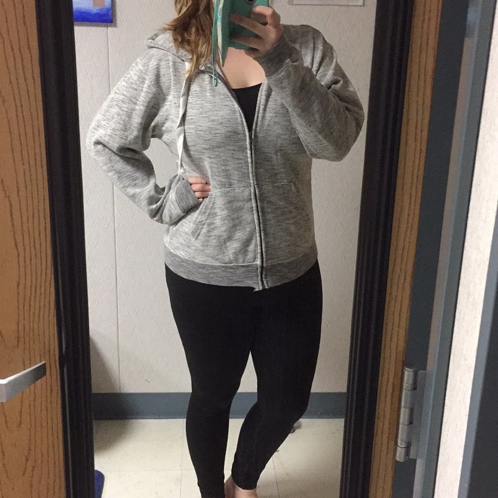 X-Large Grey Zip Up Long Sleeve Hoodie